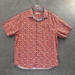 Tommy Bahama Button Up Shirt Silk Coolmax Geometric Beach Hawaiian Men's XL